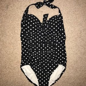 BRAND NEW black polka dot retro one piece